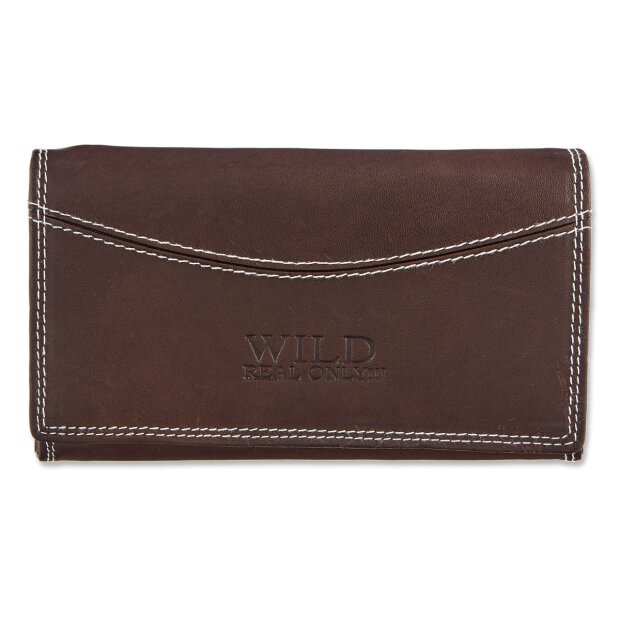 Wild Real Only!!! wallet made from real leather 10 cm x 16 cm x 3 cm dark brown
