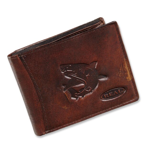 Wallet made from real water buffalo leather with shark motif