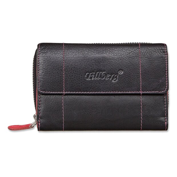 Tillberg ladies wallet made from real nappa leather black+pink