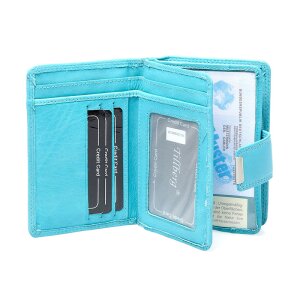 Tillberg ladies wallet made from real leather 13,5x9,5x2,5 cm light blue