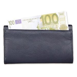Tillberg Damen Geldb&ouml;rse Portemonnaie Portmonee aus echtem Nappaleder 9,5x17x2,5 cm marineblau