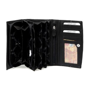 Tillberg Damen Geldb&ouml;rse Portemonnaie Portmonee aus echtem Nappaleder 9,5x17x2,5 cm schwarz