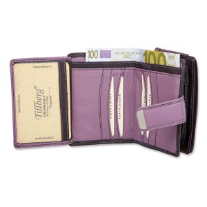 Tillberg ladies wallet made from real nappa leather black+violet
