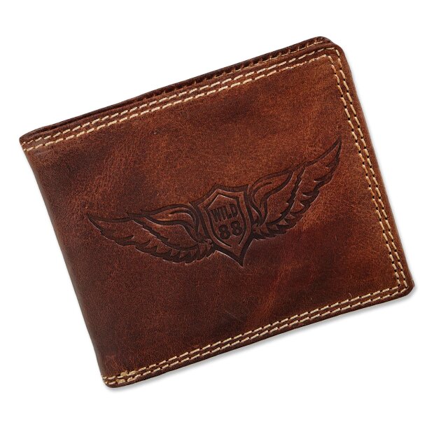 Tillberg wallet made from real leather with wings, brown