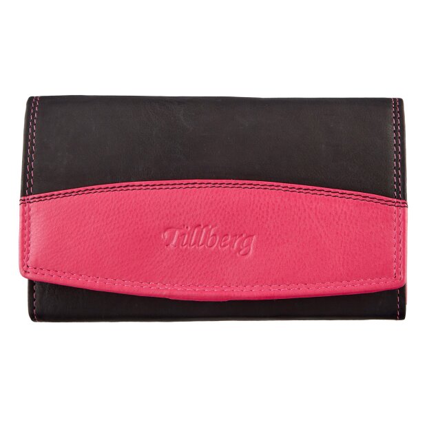 Tillberg Damengeldb&ouml;rse aus echtem Leder schwarz+pink