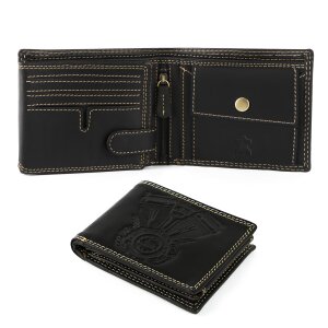 High quality wallet made from water buffalo leather with biker moter motiv