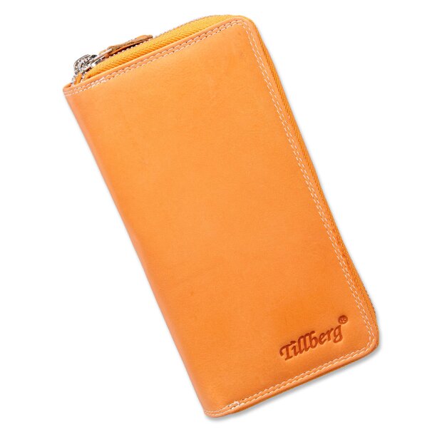 Tillberg ladies wallet real leather 19x10,5x3,5 cm orange+white
