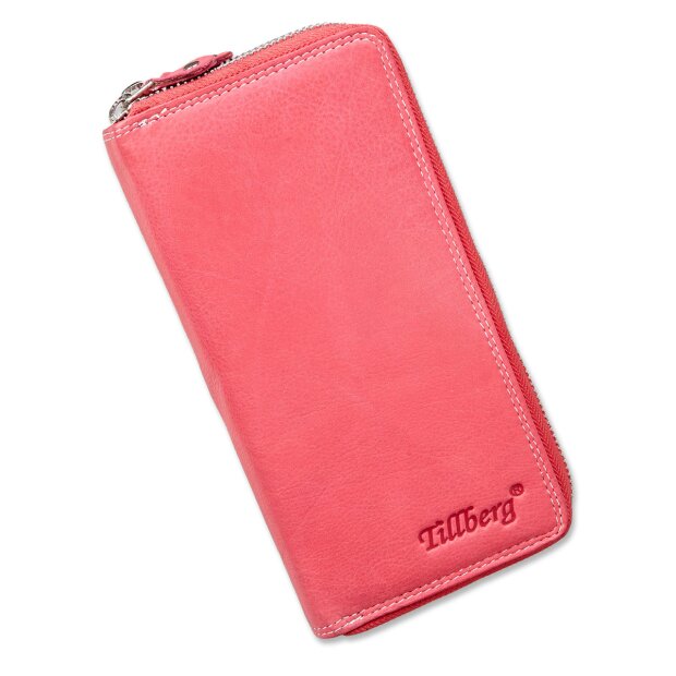 Tillberg ladies wallet real leather 19x10,5x3,5 cm pink+white