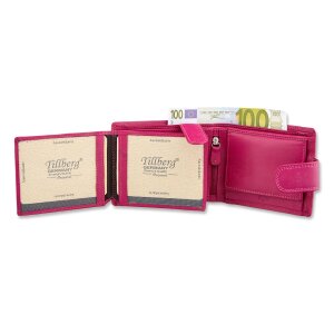 Tillberg ladies and mens wallet made from real nappa leather 10x12,5x2 cm pink
