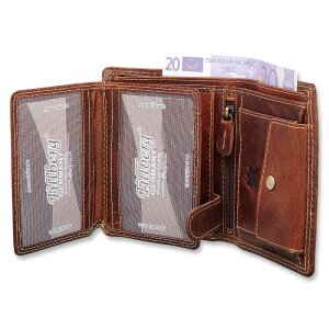 High quality robust wallet made from real water buffalo leather, horse shoe lucky 7 motif