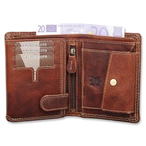 High quality robust wallet made from real water buffalo leather, horse shoe lucky 7 motif