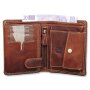 High quality robust wallet made from real water buffalo leather, horse shoe lucky 7 motif, mushroom
