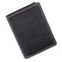 High quality robust wallet made from real water buffalo leather, horse shoe lucky 7 motif, navy blue