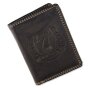 High quality robust wallet made from real water buffalo leather, horse shoe lucky 7 motif, black