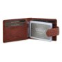 Real leather credit card case dark brown