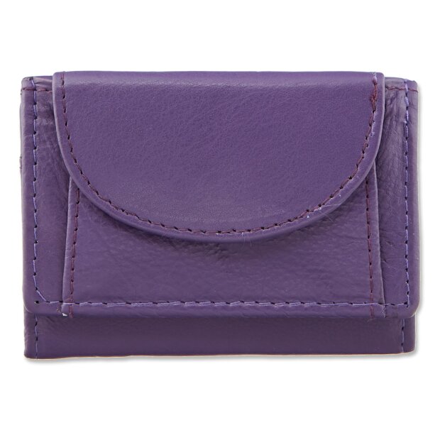 Mini wallet made from real nappa leather 7,5 cm x 9,5 cm x 2 cm, purple
