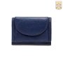 Mini wallet made from real nappa leather 7,5 cm x 9,5 cm x 2 cm, navy blue