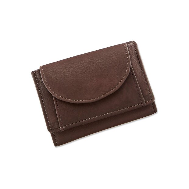 Mini wallet made from real nappa leather 7,5 cm x 9,5 cm x 2 cm, reddish brown