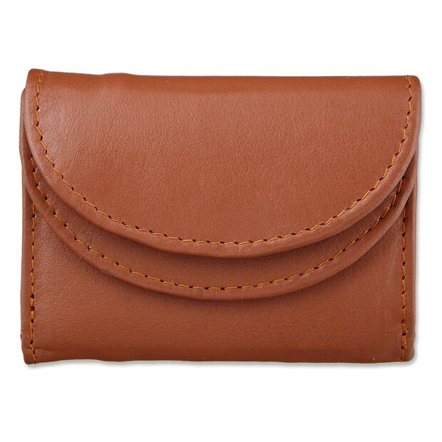 Tillberg ladies wallet made from real nappa leather 9,6 cm x 7 cm x 1,5 cm, cognac