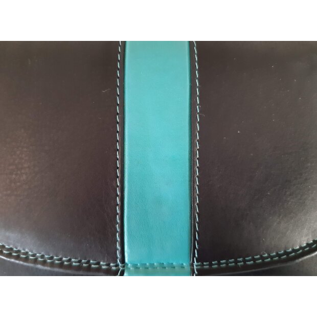 Tillberg ladies wallet made from real nappa leather black+sea blue