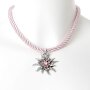 Edelweiss Trachten Ladies traditional costume necklace Edelweiss cord 37 cm pink