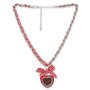 Bavarian style necklace with red/white checkered ribbon with bow and heart pendat with lettering &quot;Spatzl&quot;