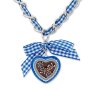 Bavarian style necklace with blue/white checkered ribbon with bow and heart pendant with lettering &quot;Spatzl&quot;