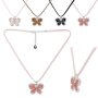 Cord chain with butterfly pendant pink