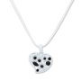 Traditional necklace with heart, rhinestones, Edelweiss traditional costume, imitation leather look, white / black