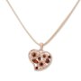Traditional necklace with heart, rhinestones, Edelweiss traditional costumes, imitation leather look, brown