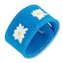 Edelweiss costume bracelet, blue, made of felt, with flowers 084-04-28