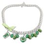 Bavarian style necklace with bow and different pendants, light green