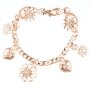 Edelweiss Trachten Hosenkette, in rosa gold--Optik, Herz, Blumen Anh&auml;nger 027-10-19