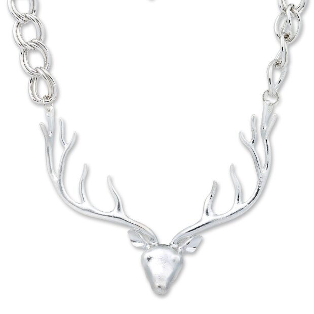 Edelweiss traditional costume necklace, deer, unisex, solid