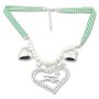 Edelweiss costume necklace, green, with pearls, heart...