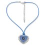 Edelweiss traditional costume chain, blue, heart pendant, leather look 027-10-02
