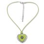 Edelweiss traditional costume necklace, green apple, heart pendant, leather look 027-10-05