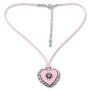 Edelweiss traditional costume chain, pink, heart pendant, leather look 027-10-07