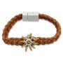 Edelweiss Trachten Armband, braun, aus Leder mit Blumenanh&auml;nger 085-02-22