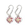 Edelweiss traditional earrings, bright red, heart and flower 085-01-03