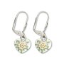 Edelweiss traditional earrings, apple green, heart and flower 085-01-02