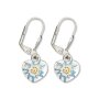 Edelweiss traditional earrings, light blue, heart and flower 085-01-05