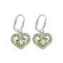 Edelweiss traditional earrings, apple green, heart with rhinestones and flower 085-02-42