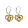 Edelweiss traditional earrings, mustard, heart with rhinestones and flower 085-02-44