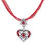 Tillberg Edelweiss Trachten chain necklace heart pendant with rhinestones 43 cm red (027-08-04)