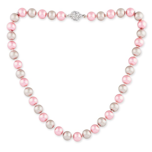 Perlenkette f&uuml;r Damen von Venture, Perlendurchmesser 1cm , strassbesetzer Magnetverschluss rosa