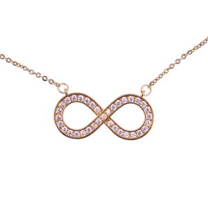 Damen Halskette mit Anh&auml;nger Infinity&quot; in Ros&sbquo;gold Unendlichkeit Zeichen&quot;, L&auml;nge 42cm 010-10-15