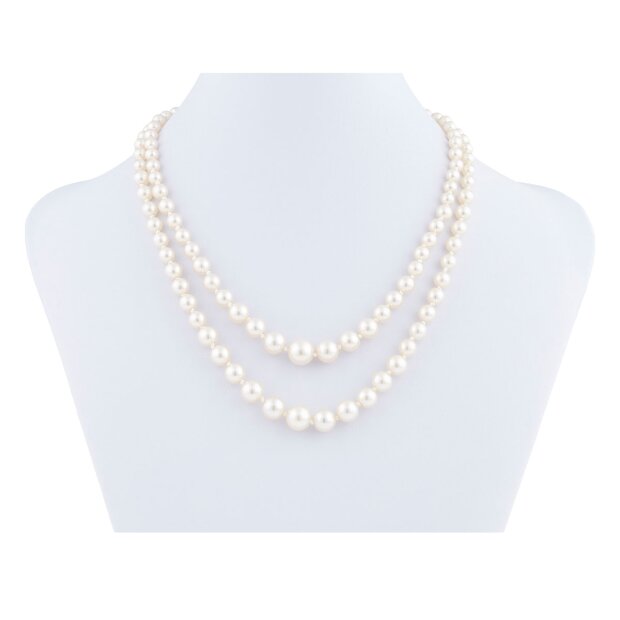 Perlenkette f&uuml;r Damen von Venture, zweireihig, geknotet, goldenfarbender Verschluss