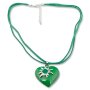 Edelweiss traditional costume chain, green, leather, heart pendant 027-11-02