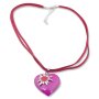 Edelweiss traditional costume chain, fuchsia, leather, heart pendant 027-11-03